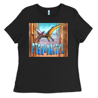 Black dinosaur pterodactyl Ladies Tee - Artiststas