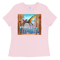 Bubblegum Pink dinosaur pterodactyl Ladies Tee - Artiststas