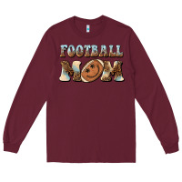 Burgundy football mom football smiley face Long Sleeve Tee - BarkalooDesign