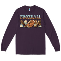 Plum football mom football smiley face Long Sleeve Tee - BarkalooDesign