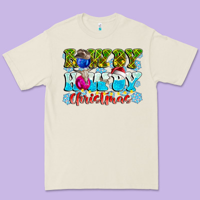 Rowdy Howdy Christmas Premium Tee Designed By Cowhidedigitalart