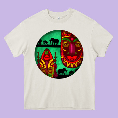 African Masks Round Earrings 3 Heavy Core Tee Designed By Bundleandbundleshop