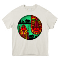 Cream african masks round earrings 3 Heavy Core Tee - BundleAndBundleShop