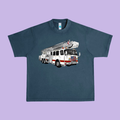 White Fire Truck Urban Heavy Tee Designed By Artiststas