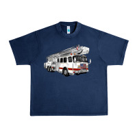 Navy White Fire Truck Urban Heavy Tee - Artiststas