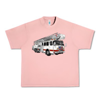 Salmon White Fire Truck Urban Heavy Tee - Artiststas