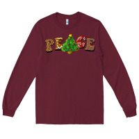 Burgundy christmas peace Long Sleeve Tee - BarkalooDesign