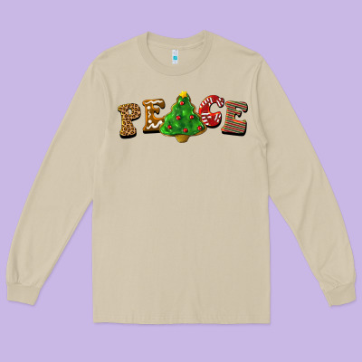 Christmas Peace Long Sleeve Tee Designed By Barkaloodesign