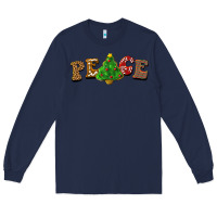 Navy christmas peace Long Sleeve Tee - BarkalooDesign