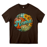 Chocolate Brown pumpkin mama with background Heavy Core Tee - BundleAndBundleShop