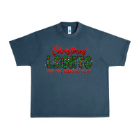 Midnight Navy festive christmas lights text art Urban Heavy Tee - CowhideDigitalArt