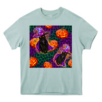 Arona witchy cat and pumpkins seamless paternal Heavy Core Tee - BundleAndBundleShop
