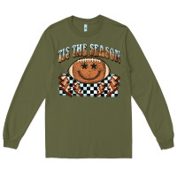 Army Green tis the season football smiley face Long Sleeve Tee - BarkalooDesign