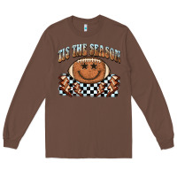Chestnut tis the season football smiley face Long Sleeve Tee - BarkalooDesign