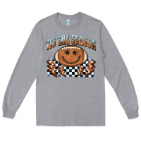 Heather Grey tis the season football smiley face Long Sleeve Tee - BarkalooDesign