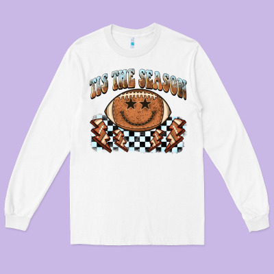 Tis The Season Football Smiley Face Long Sleeve Tee Designed By Barkaloodesign