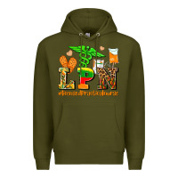 Army Green lpn juneteenth licensed practical nurse Premium Hoodie - AdoDesignShop
