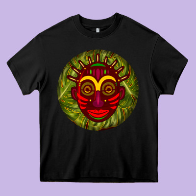 African Masks Round Earrings 4 Heavy Core Tee Designed By Bundleandbundleshop