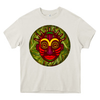 Cream african masks round earrings 4 Heavy Core Tee - BundleAndBundleShop