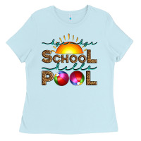 Baby Blue bye bye school hello pool Ladies Tee - Artiststas
