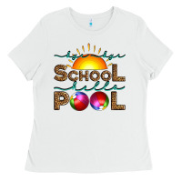White bye bye school hello pool Ladies Tee - Artiststas
