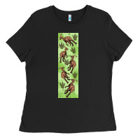 Black dinosaur parasaurolophus pen wrap Ladies Tee - Artiststas