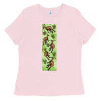 Bubblegum Pink dinosaur parasaurolophus pen wrap Ladies Tee - Artiststas