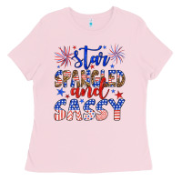 Bubblegum Pink star spangled and sassy Ladies Tee - Artiststas