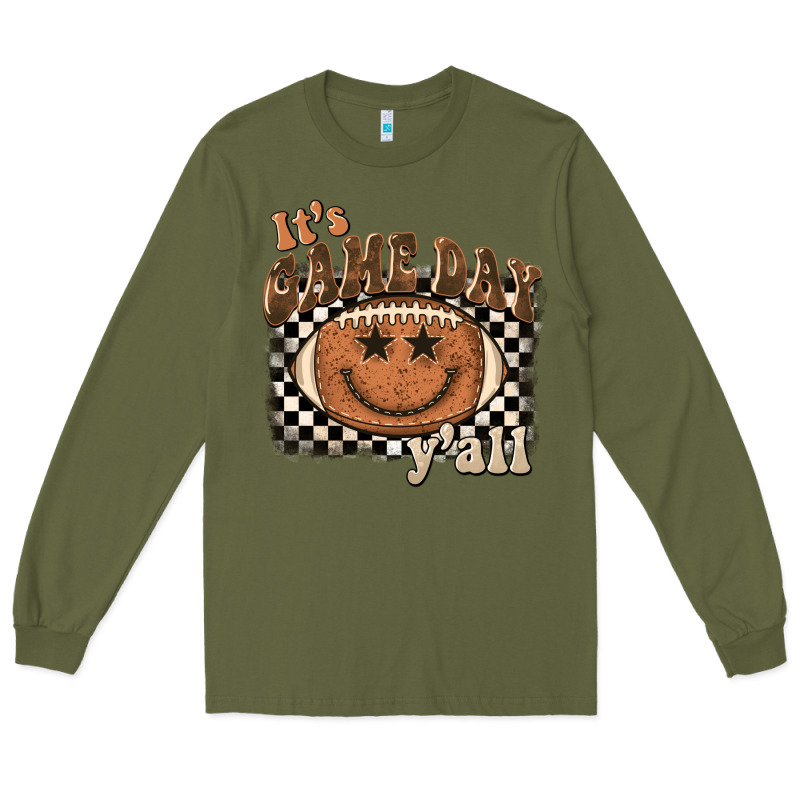 It's Game Day Y'all Football Smiley Face Long Sleeve Tee by BarkalooDesign | Teevron