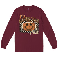 Burgundy it's game day y'all football smiley face Long Sleeve Tee - BarkalooDesign