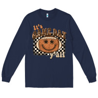Navy it's game day y'all football smiley face Long Sleeve Tee - BarkalooDesign