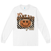 White it's game day y'all football smiley face Long Sleeve Tee - BarkalooDesign
