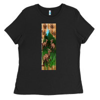 Black dinosaur parasaurolophus pen wrap Ladies Tee - Artiststas