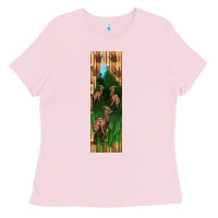 Bubblegum Pink dinosaur parasaurolophus pen wrap Ladies Tee - Artiststas