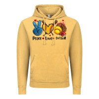 Vintage Mustard peace love  softball Vintage Hoodie - AdoDesignShop