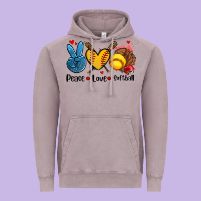 Peace Love  Softball Vintage Hoodie Designed By Adodesignshop