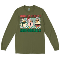 Army Green Chillin with my Snowmies Long Sleeve Tee - BarkalooDesign