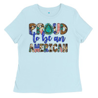 Baby Blue proud to be an american Ladies Tee - Artiststas