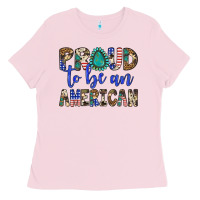 Bubblegum Pink proud to be an american Ladies Tee - Artiststas