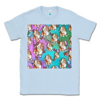 Dusty Blue Easter Bunny With Truck Seamless Pattern Classic Tee - BundleAndBundleShop