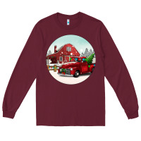 Burgundy Christmas farm Christmas Long Sleeve Tee - BarkalooDesign
