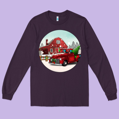 Christmas Farm Christmas Long Sleeve Tee Designed By Barkaloodesign