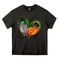 Asphalt halloween heart with pumpkin Heavy Core Tee - BundleAndBundleShop