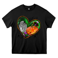 Black halloween heart with pumpkin Heavy Core Tee - BundleAndBundleShop