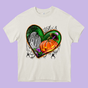 Halloween Heart With Pumpkin Heavy Core Tee Designed By Bundleandbundleshop