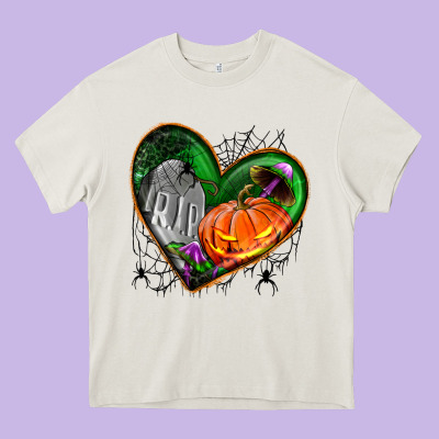 Halloween Heart With Pumpkin Heavy Core Tee Designed By Bundleandbundleshop
