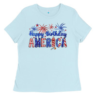 Baby Blue happy birthday america Ladies Tee - Artiststas