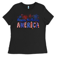 Black happy birthday america Ladies Tee - Artiststas