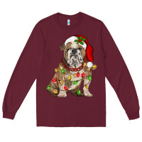 Burgundy Christmas english bulldog Long Sleeve Tee - BarkalooDesign