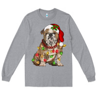 Heather Grey Christmas english bulldog Long Sleeve Tee - BarkalooDesign